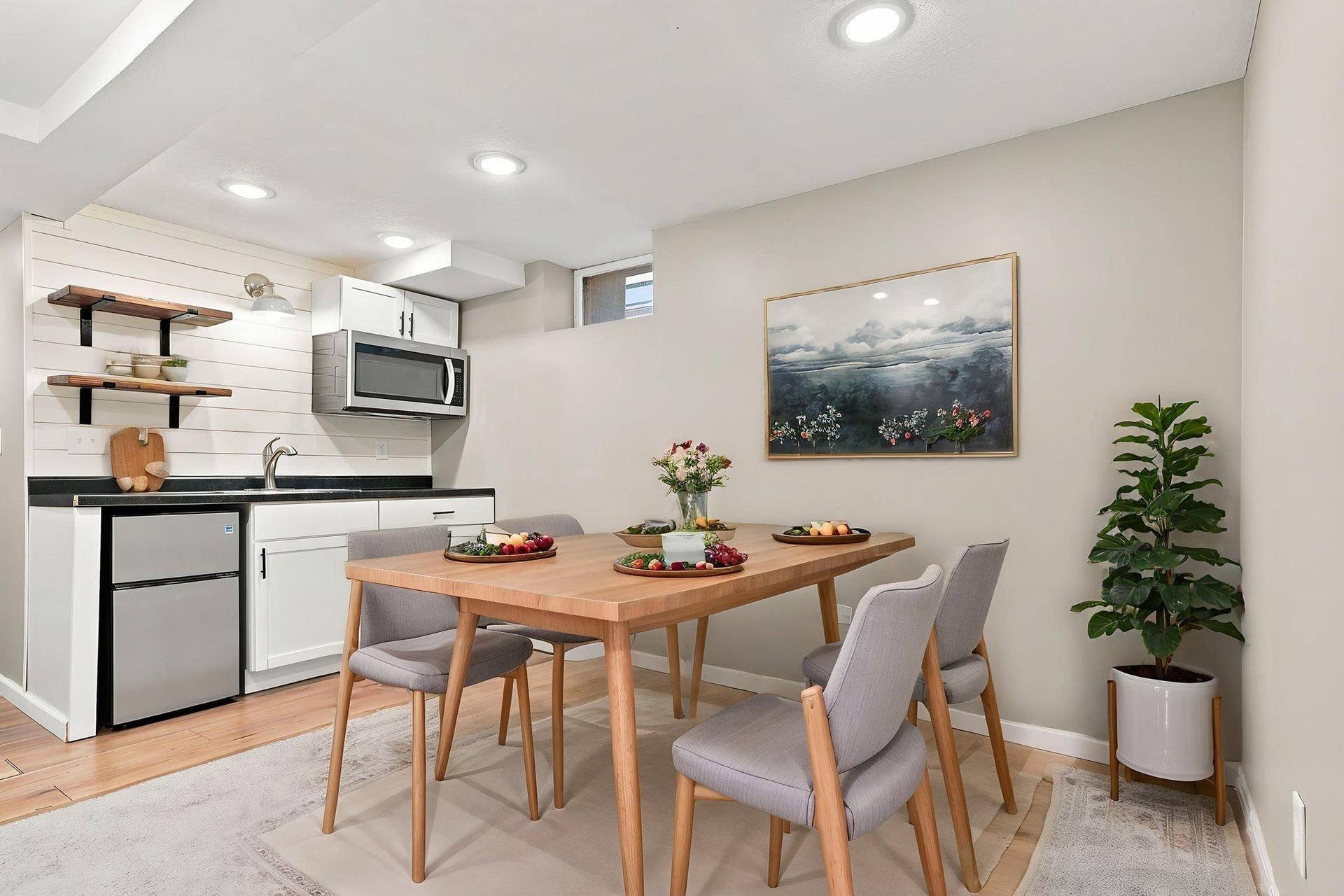 Living Room with Wet Bar - virtually staged