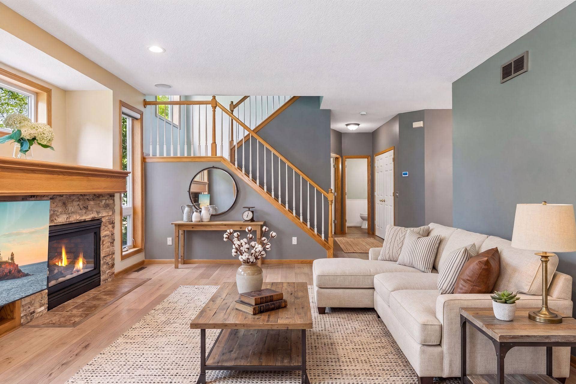 16393 78th Avenue N, Maple Grove, MN 55311 Virtually staged main level living/great room
