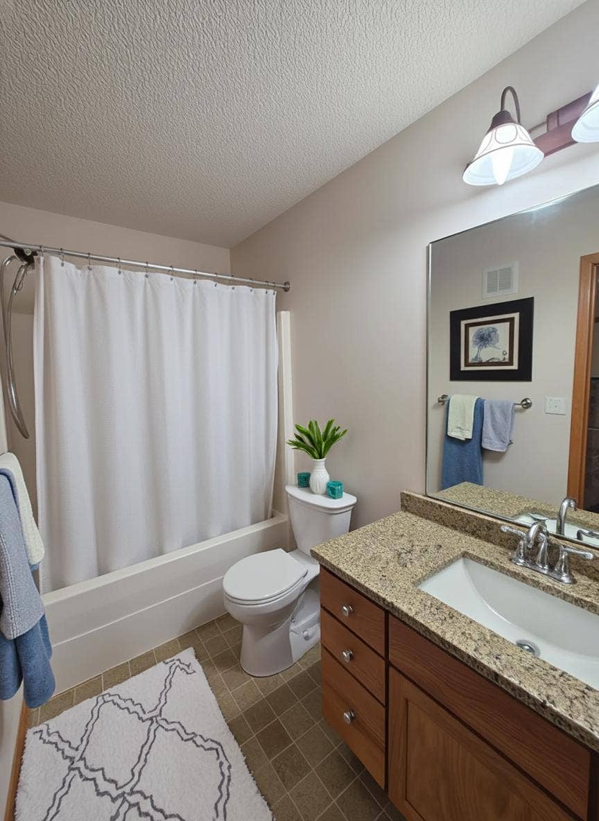 1611 Woodlynn Avenue, #3, Maplewood, MN 55109 This large, full bathroom is clean and bright!
It is perfect for family or guests.