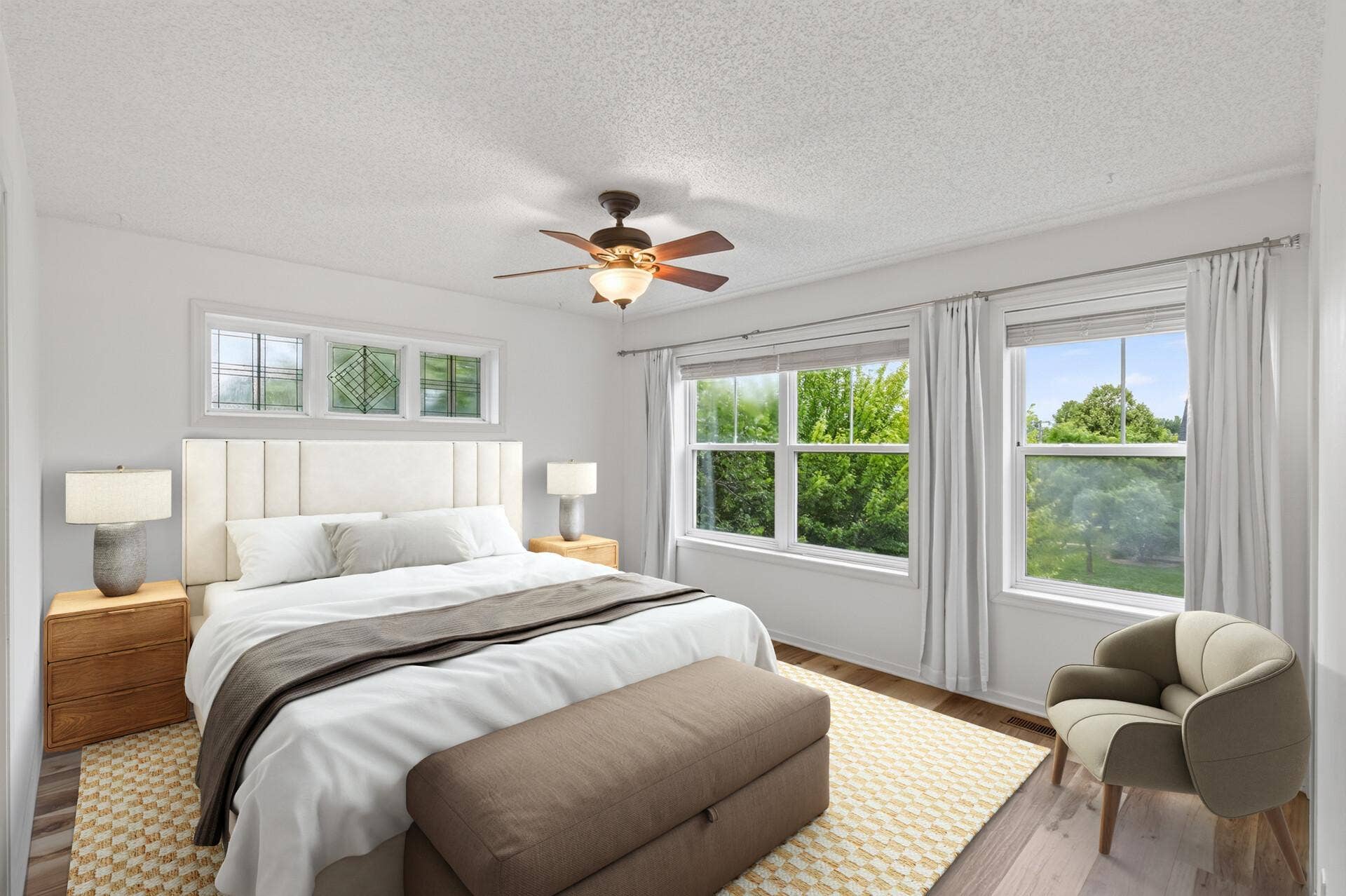 Beautiful light in the owners bedroom - virtually staged