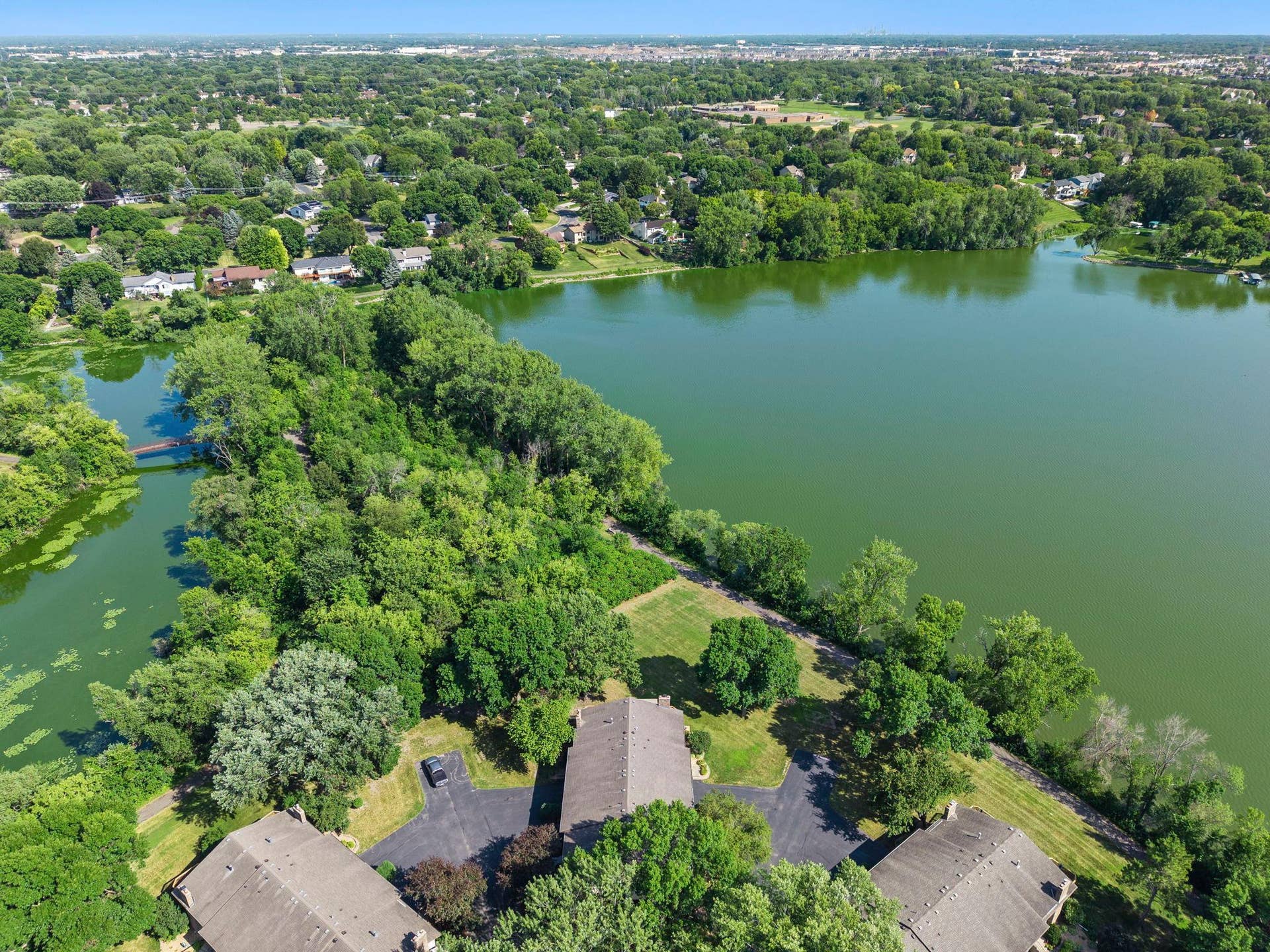 14333 91st Place N, Maple Grove, MN 55369 Overhead view of the lake and your home, showing the large grassy area by the house!
