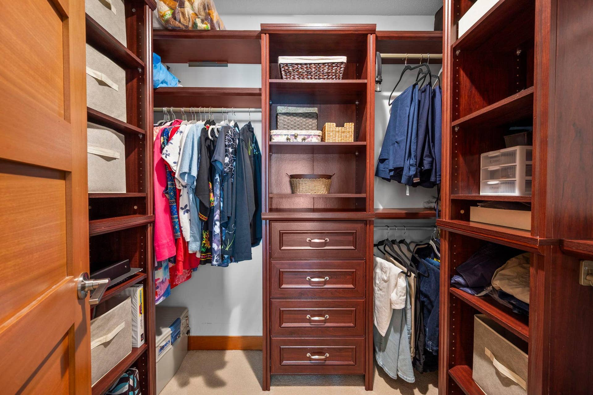 14333 91st Place N, Maple Grove, MN 55369 Primary bedroom walk-in closet has custom cherry closet organizers. Wow!