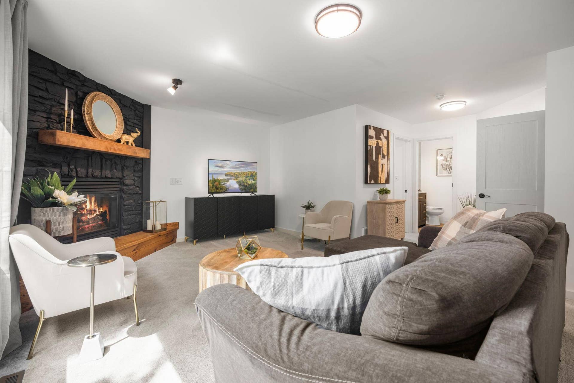 Neutral carpeting throughout. Clean and stylish palette. Move in ready!