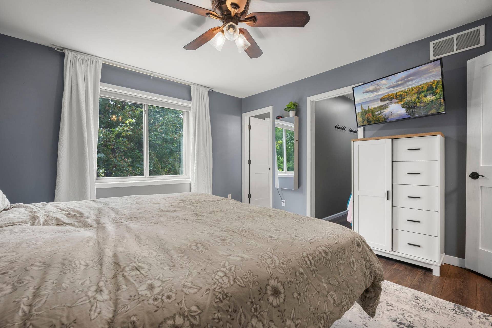 Walk in closet and private, primary bathroom!