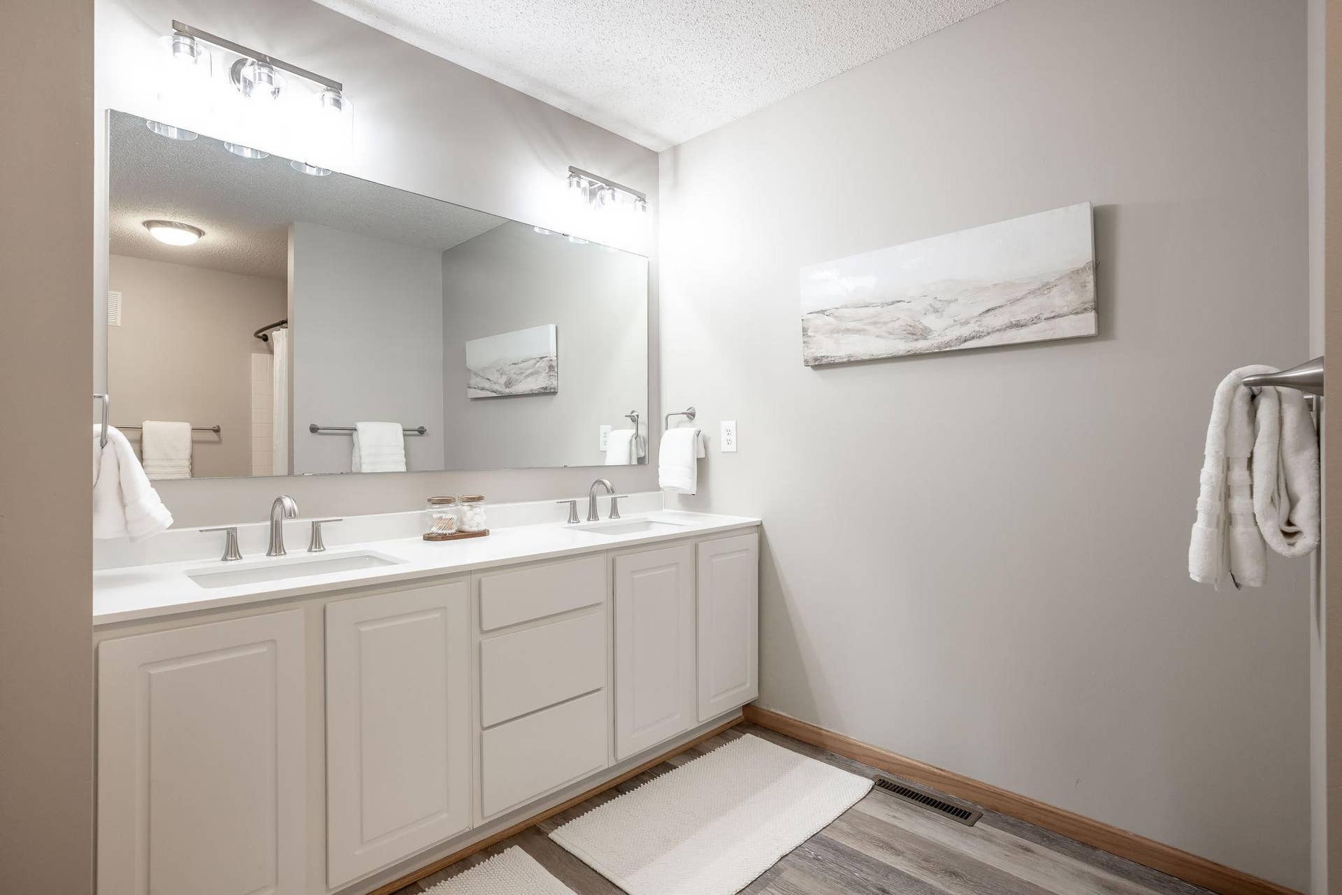 3001 Juniper Lane, #I, Woodbury, MN 55125 Remodeled Full Bathroom with new flooring, vanity, lighting, and hardware!