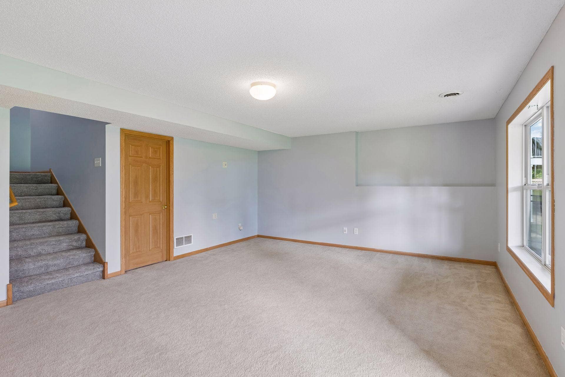 Spacious lower level family room