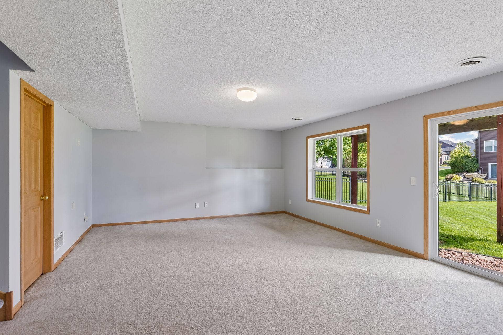 Spacious finished lower level family room.