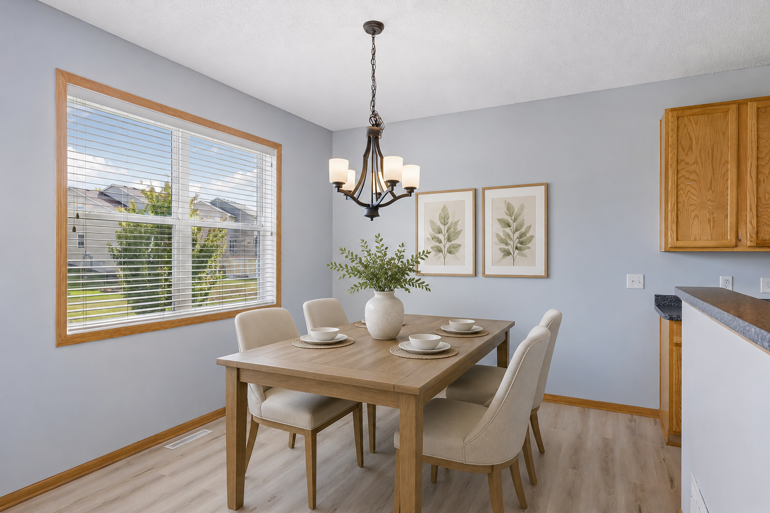 Virtually staged dining area