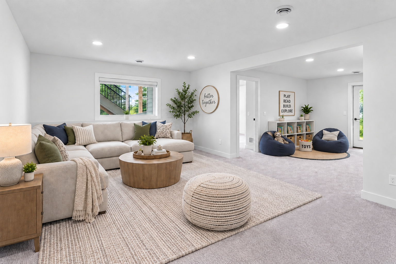 9960 Arrowwood Trail, Woodbury, MN 55129 Lookout basement family room is perfect with sitting areas, a wet bar and a 5th bedroom with bathroom! Plus a huge sports court making this into the ultimate hang out home!