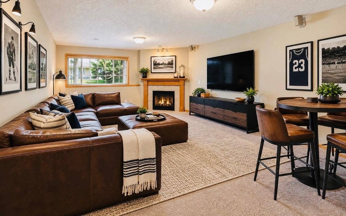 8556 Adair Circle N, Brooklyn Park, MN 55443 Virtually staged to picture yourself in this cozy LL family room!
