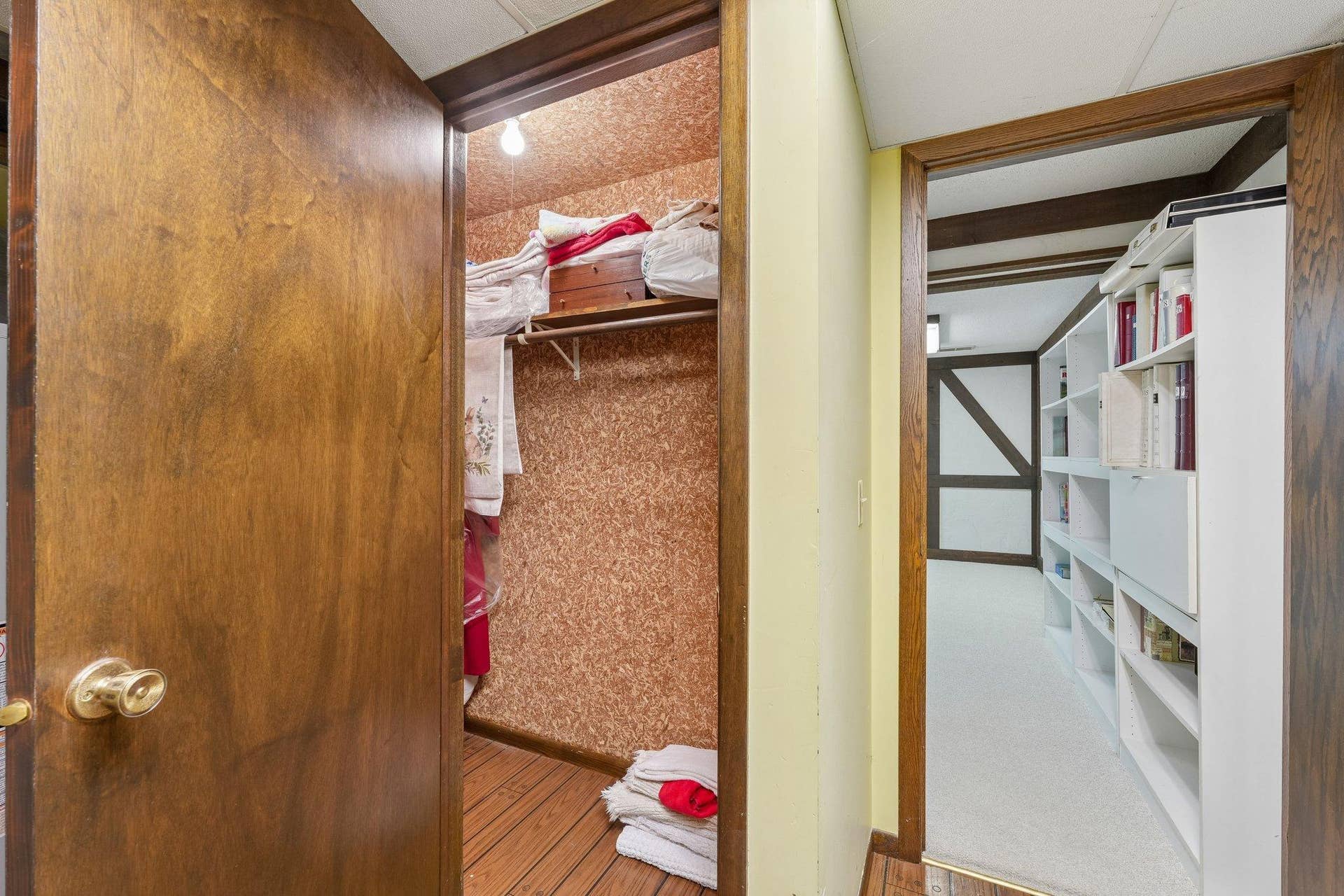 Lower level storage area with cedar closet