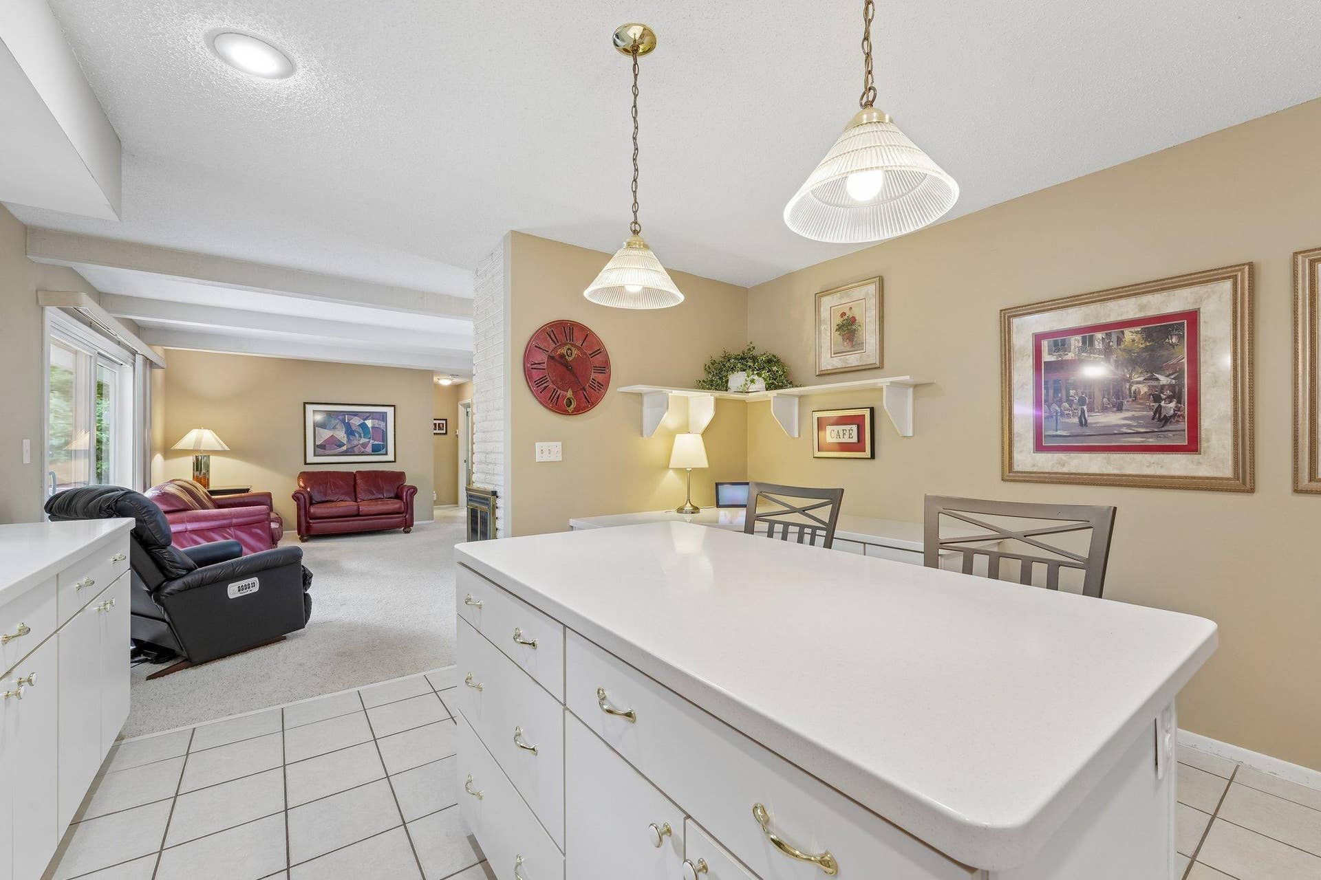 View from kitchen to family room