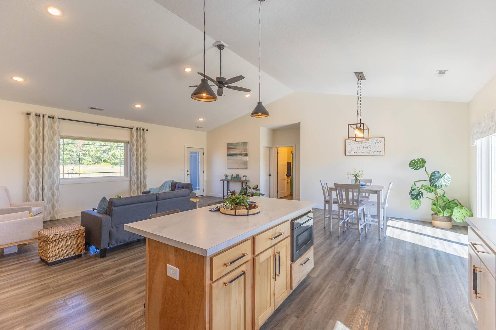 3190 Carr Lake Road SW, Bemidji, MN 56601 Another view of the open-concept kitchen, dining and living spaces.