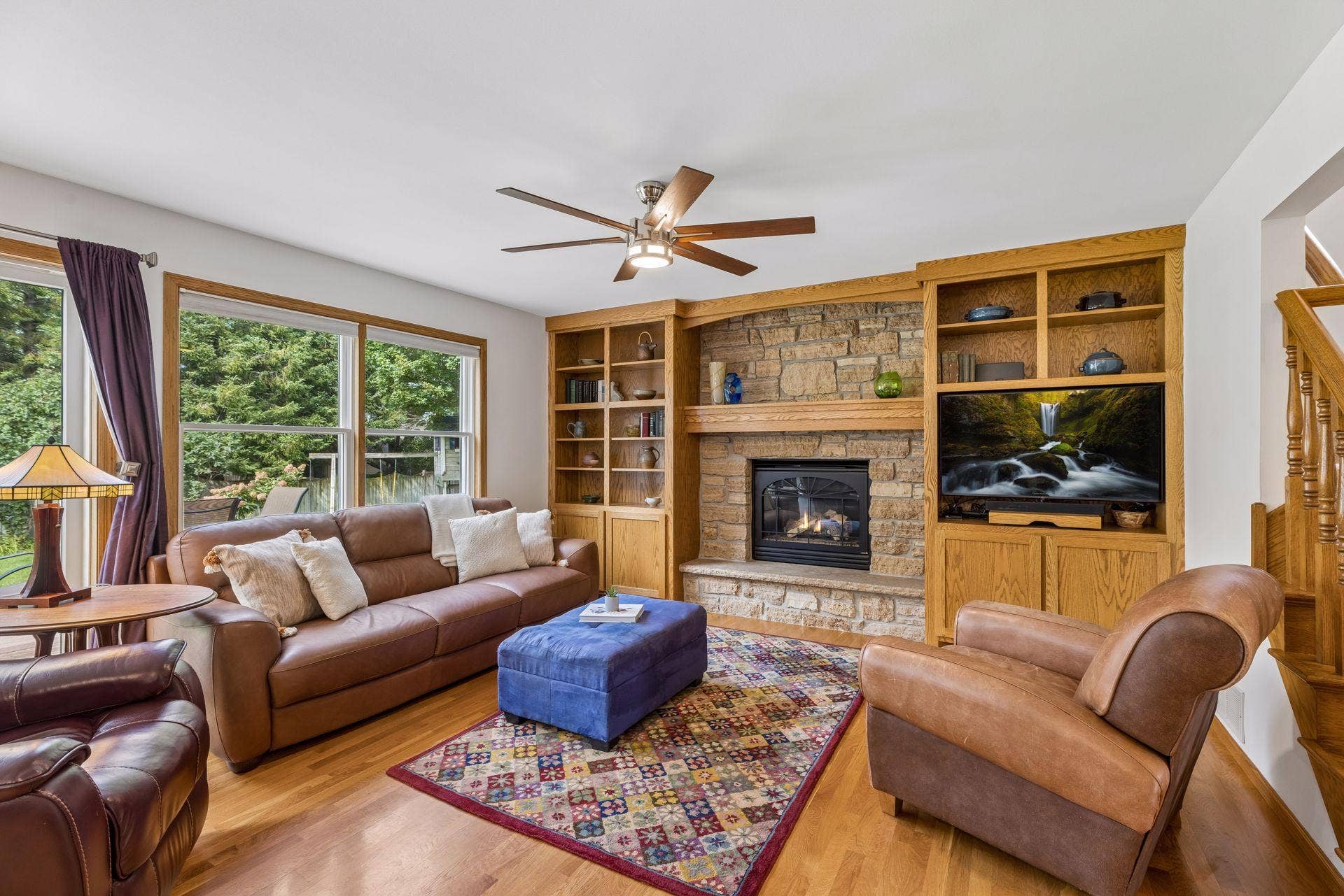 1008 Eagle Ridge Court, Stillwater, MN 55082 Natural light fills the living room, while the mature surroundings provide incredible privacy with hardly a neighbor in sight.