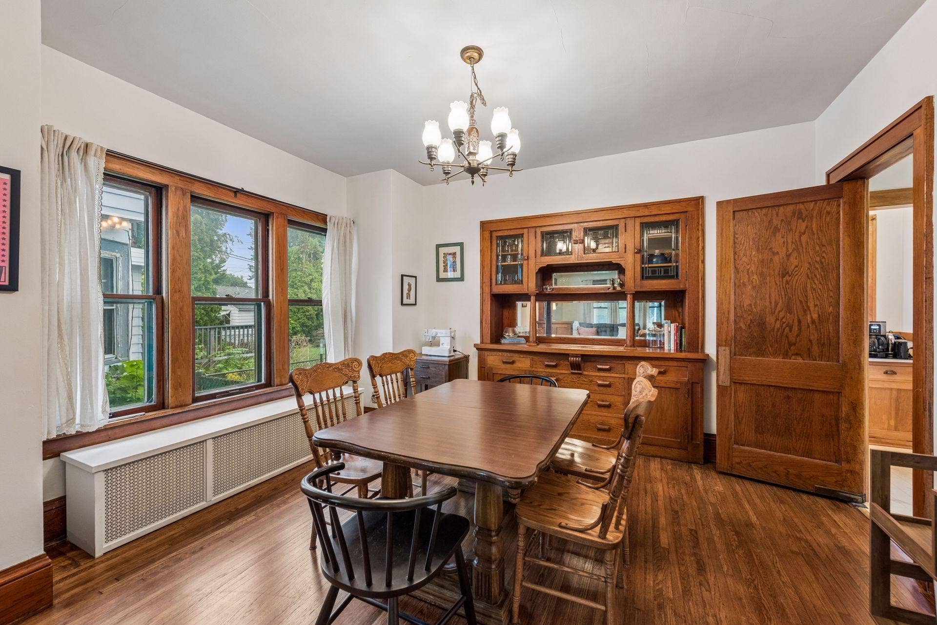 Formal dining room with functional built-in