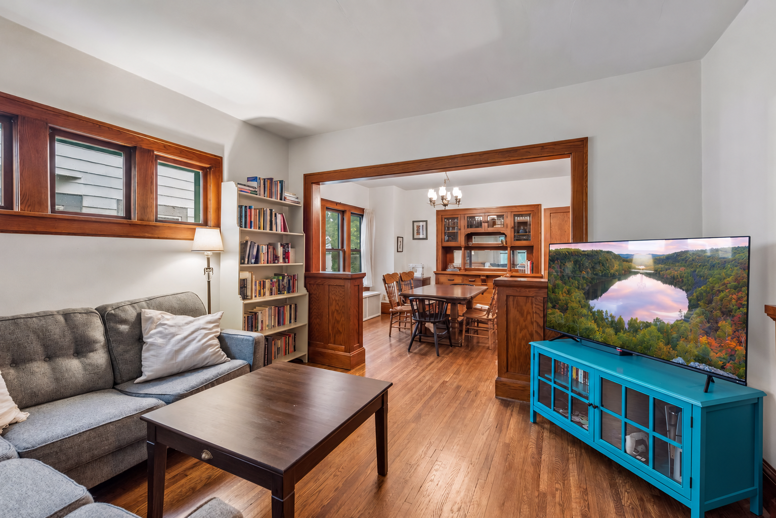 Living room opens to the dining room