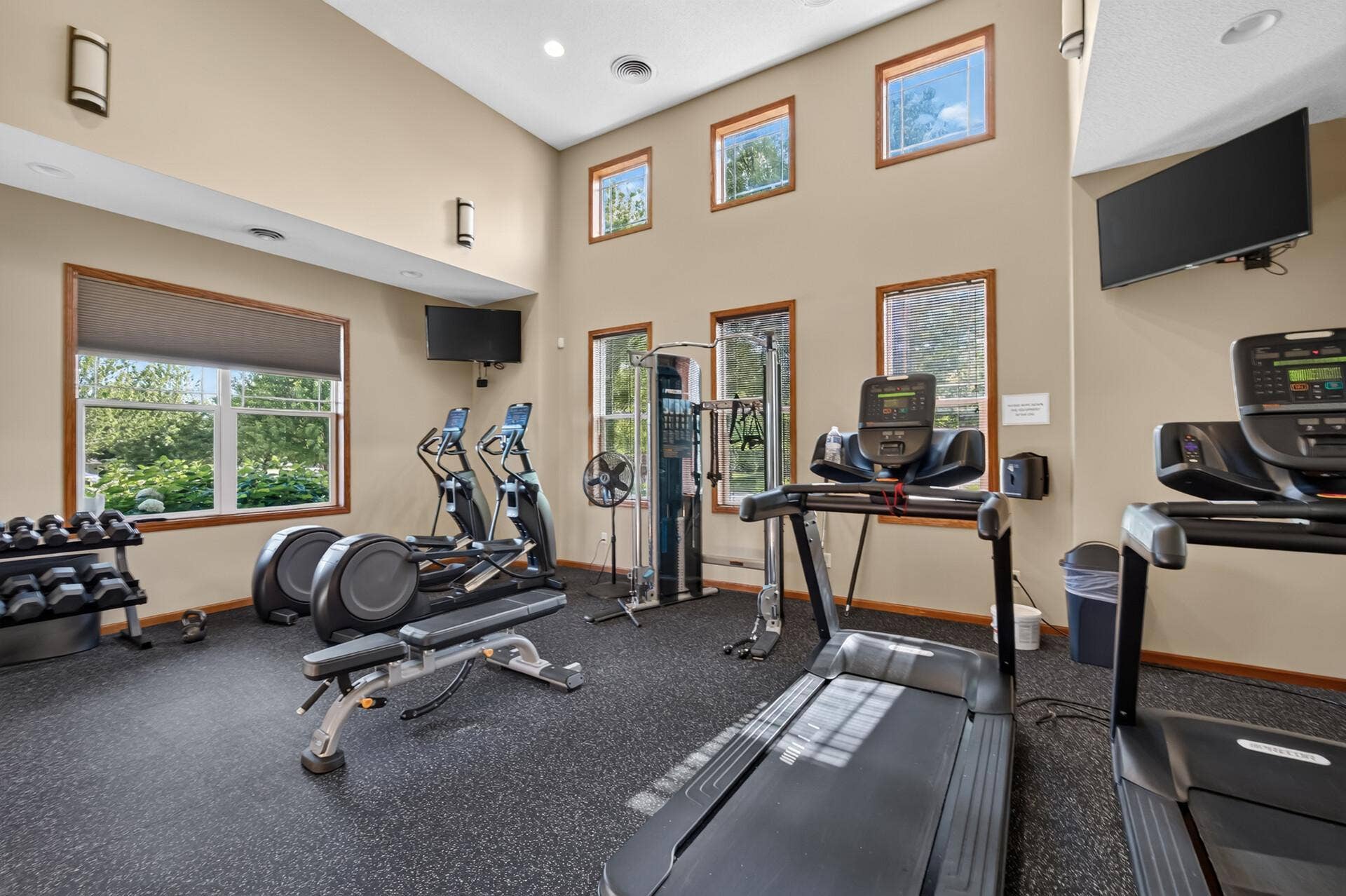 11631 Prospect Curve, Woodbury, MN 55129 Stay active without leaving the community with a spacious fitness center featuring cardio equipment, free weights, yoga balls, and something for every fitness routine.