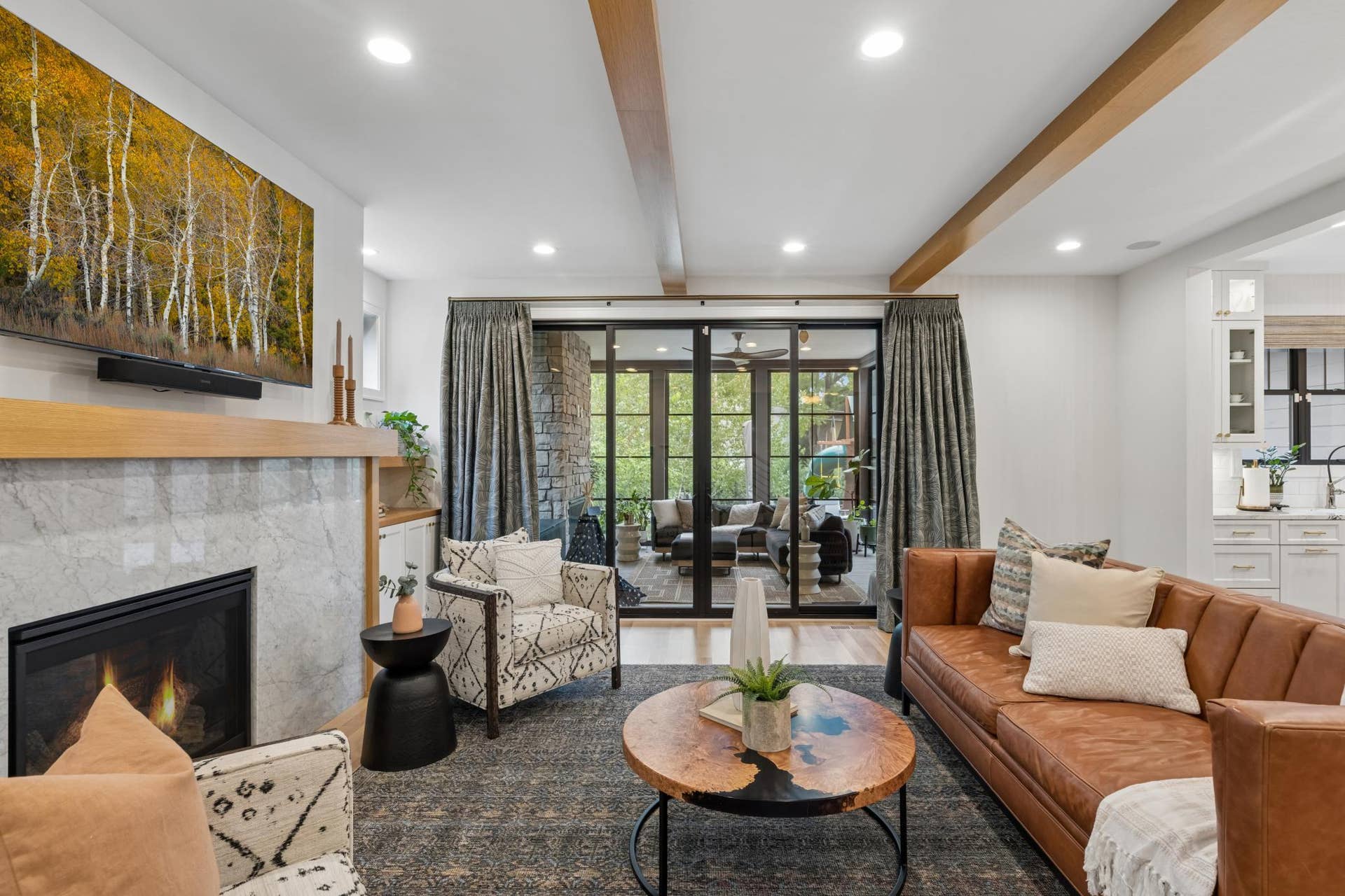 363 Woodlawn Avenue, 95, Saint Paul, MN 55105 Living room flows seamlessly to the screened porch.