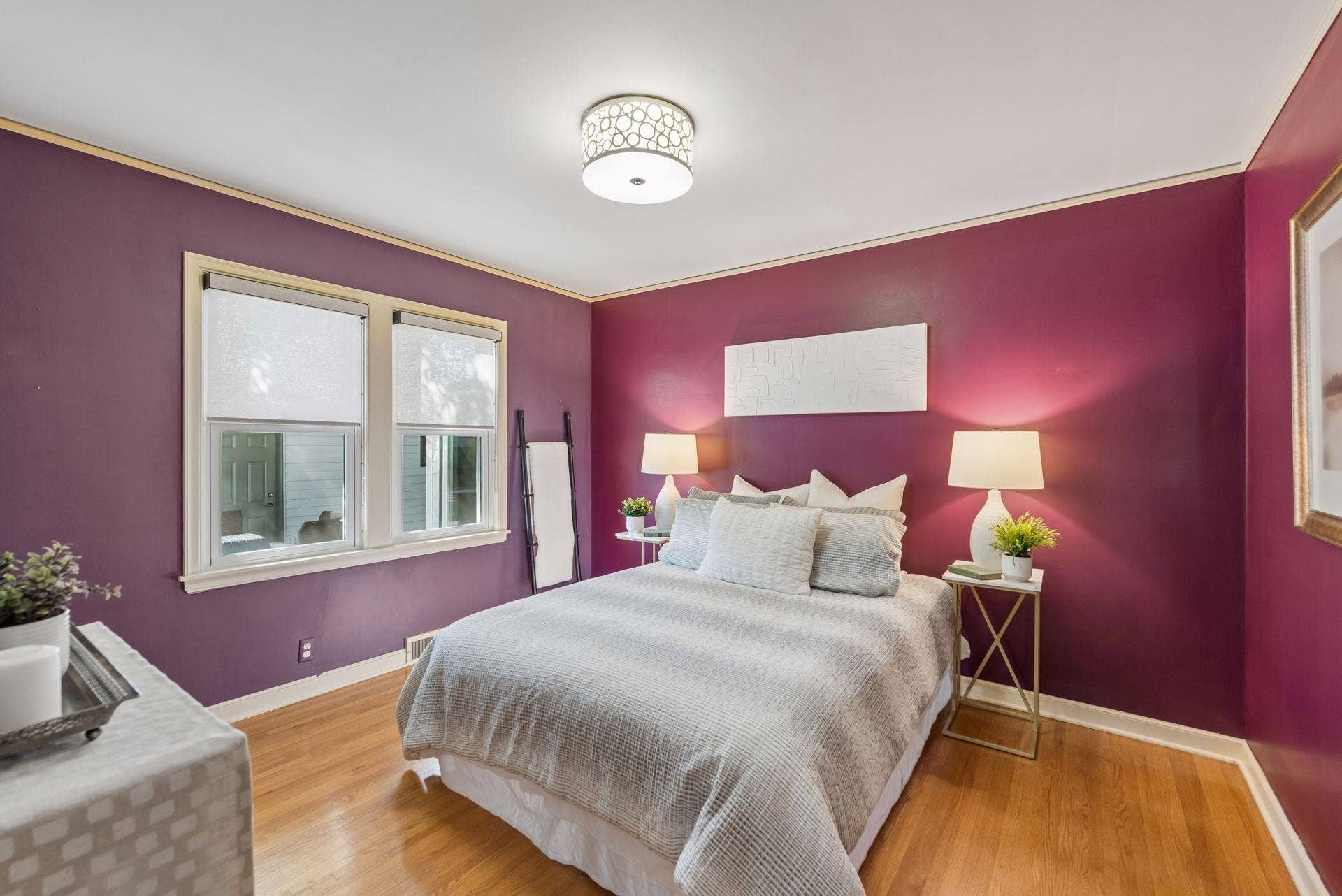5212 Humboldt Avenue S, 49, Minneapolis, MN 55419 Main Floor Bedroom - Hardwood floors, two windows, and a distinctive wall color give this bedroom plenty of character, with room for a larger bed and accompanying furniture.
