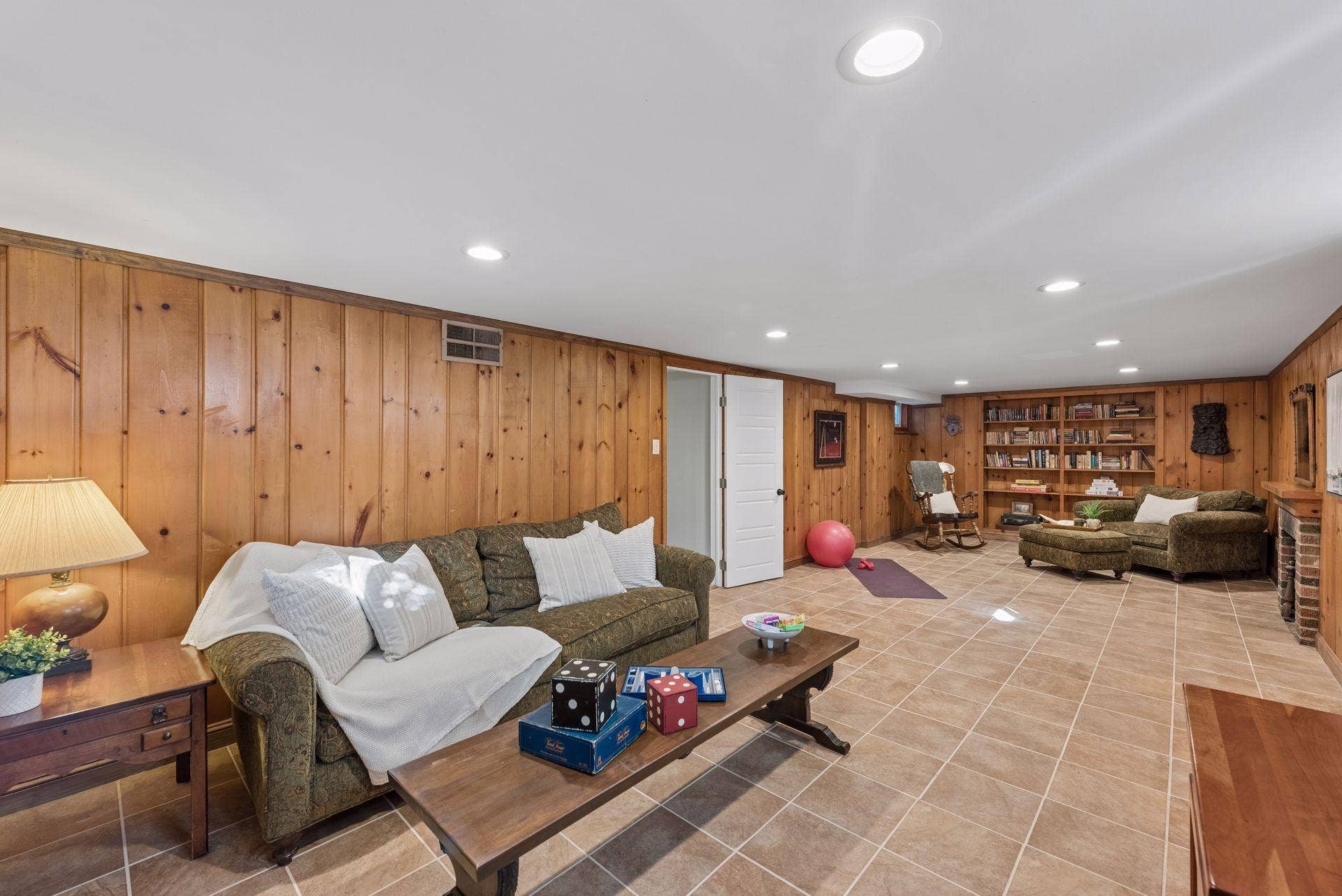 5212 Humboldt Avenue S, 49, Minneapolis, MN 55419 Lower-Level Family Room - This wide-angle view shows just how much space the lower level provides for seating, recreation, games, exercise, or other flexible uses.