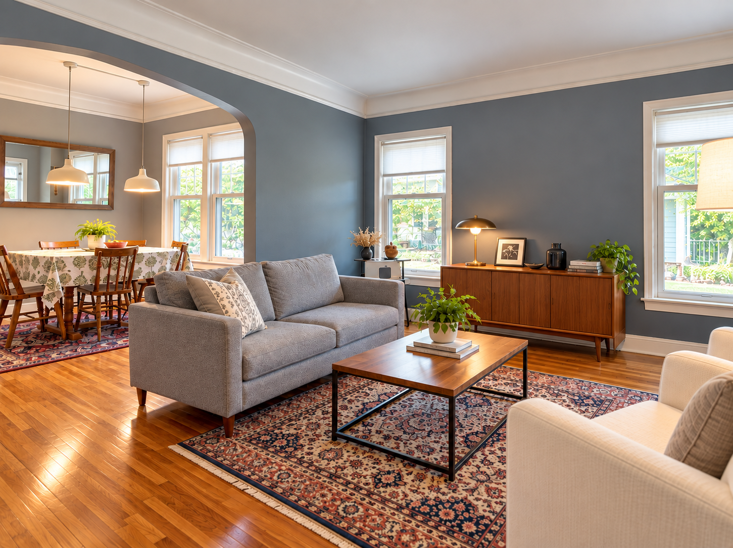 5921 Chicago Avenue S, 17, Minneapolis, MN 55417 A wide arch in 5923 connects the living and dining rooms while giving each its own space. Wood floors, multiple windows and room for a full dining table make the layout practical for daily living and guests.