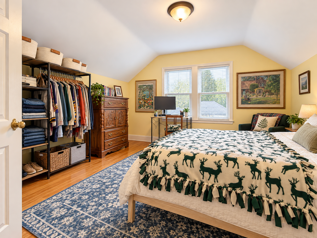 5921 Chicago Avenue S, 17, Minneapolis, MN 55417 A desk by the windows, a chair for reading and room to stretch out. This upstairs bedroom brings sleep, work and downtime together, with wood floors and paired windows overlooking the trees.