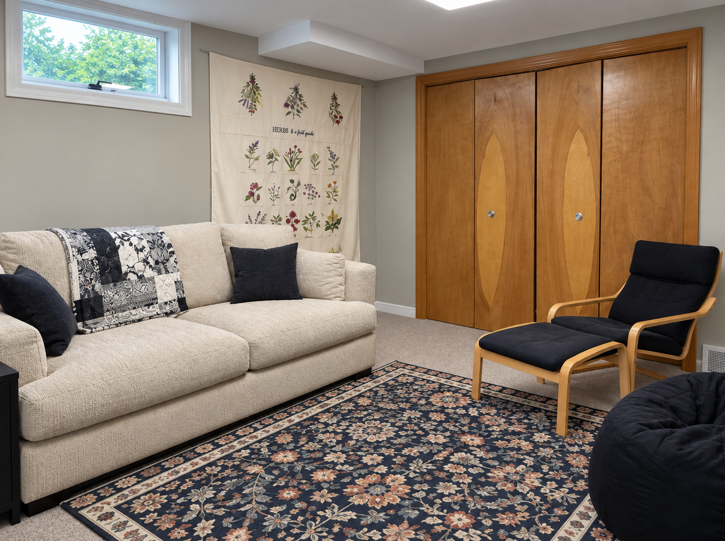 5921 Chicago Avenue S, 17, Minneapolis, MN 55417 5923s cozy lower-level retreat with carpeted floors, a high window and closet storage offers space to read or unwind.