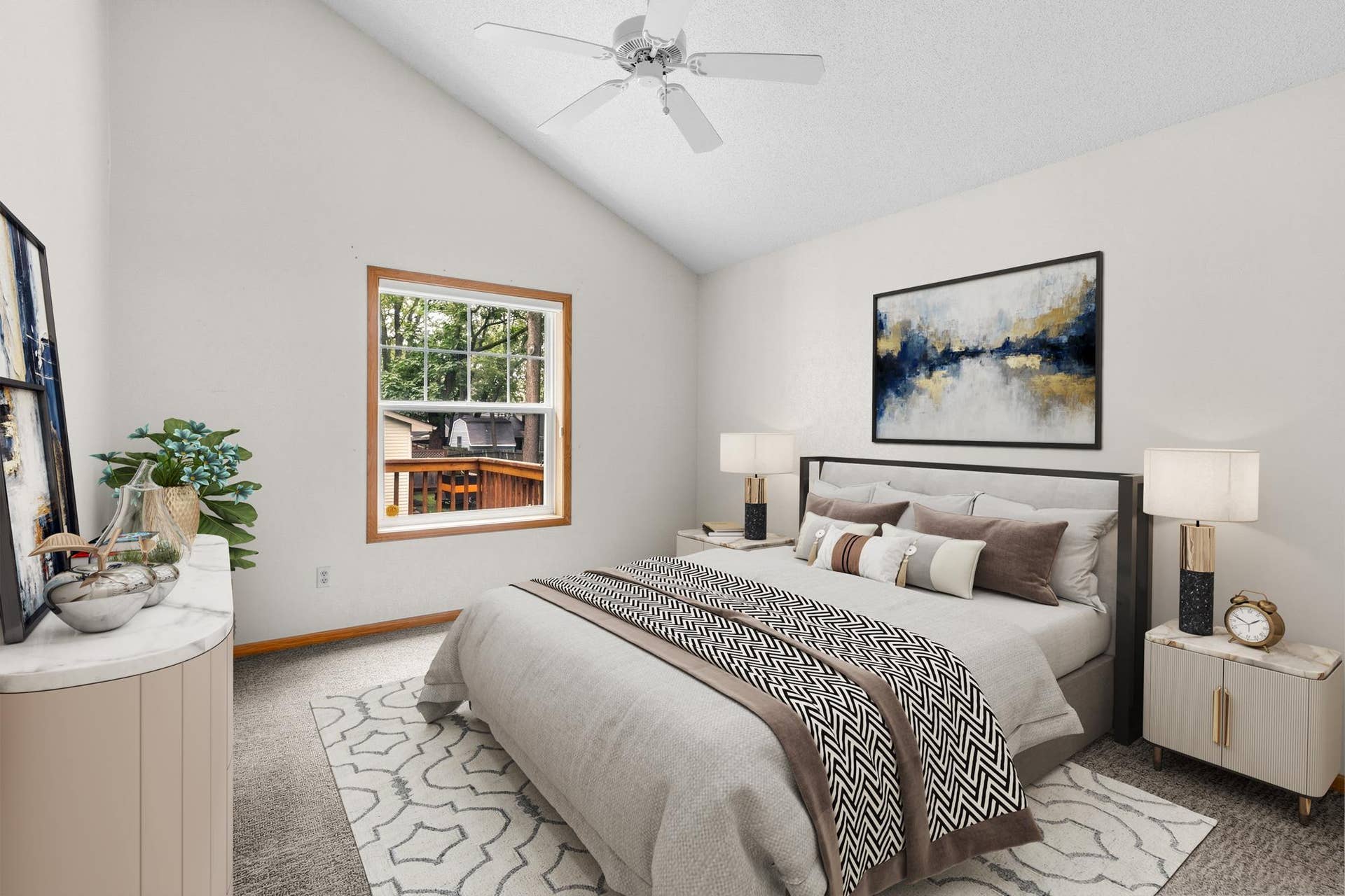 3848 Linden Avenue, White Bear Lake, MN 55110 The spacious upper level vaulted bedroom virtually staged.