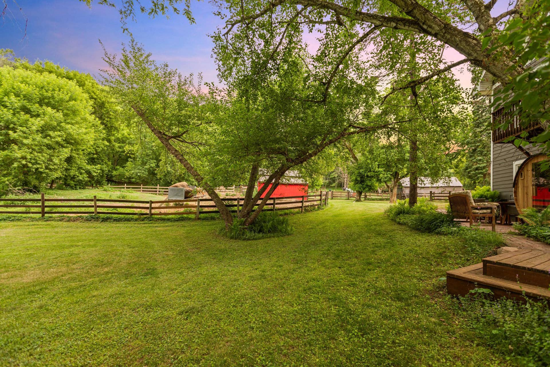 View from patio of horse pasture