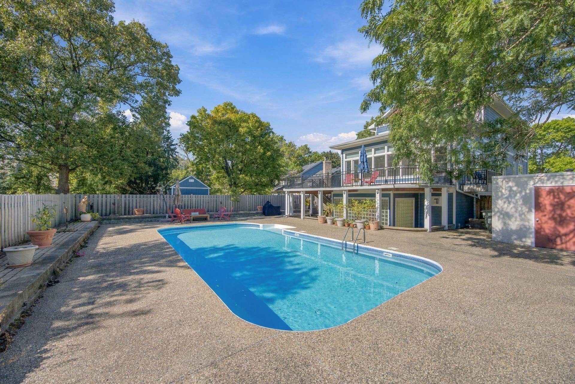 Long view of pool from the deep end.