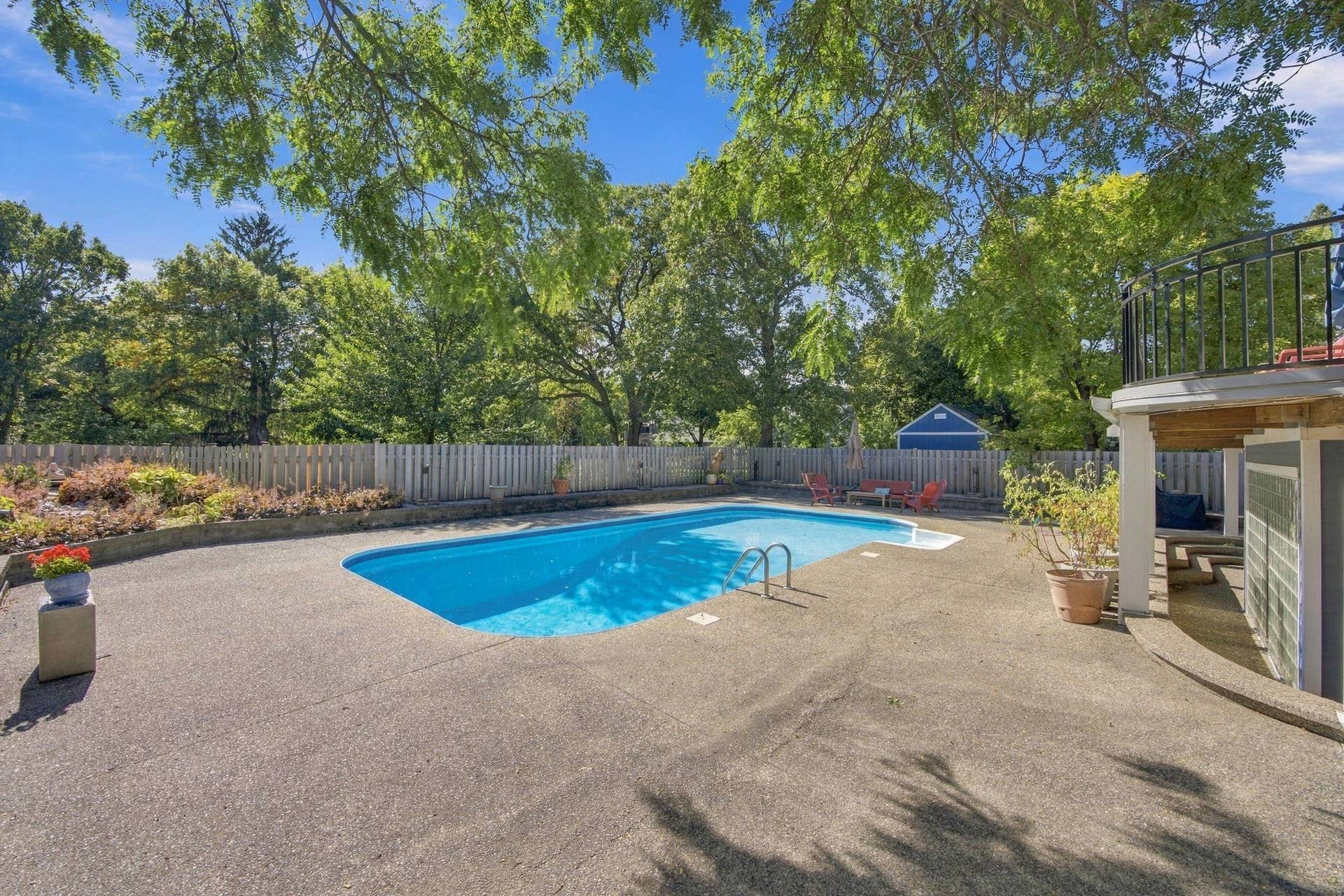 55  Pool area view from pool shed.