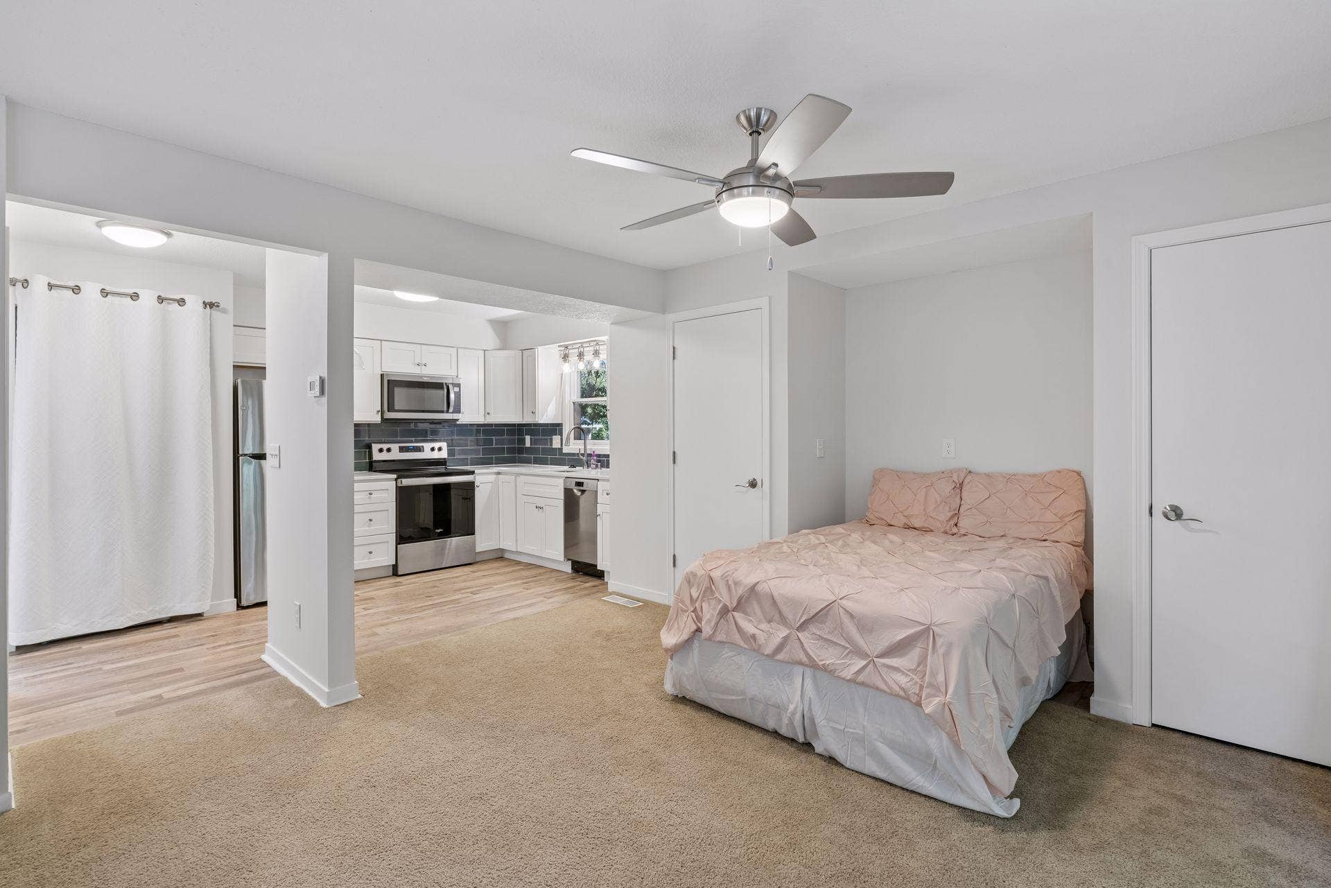 6347 Alderwood Circle, #B, Woodbury, MN 55125 Bedroom space with closets are built into the wall. Some people have used a murphy bed, but why hassle with that...just keep the space open and usable!