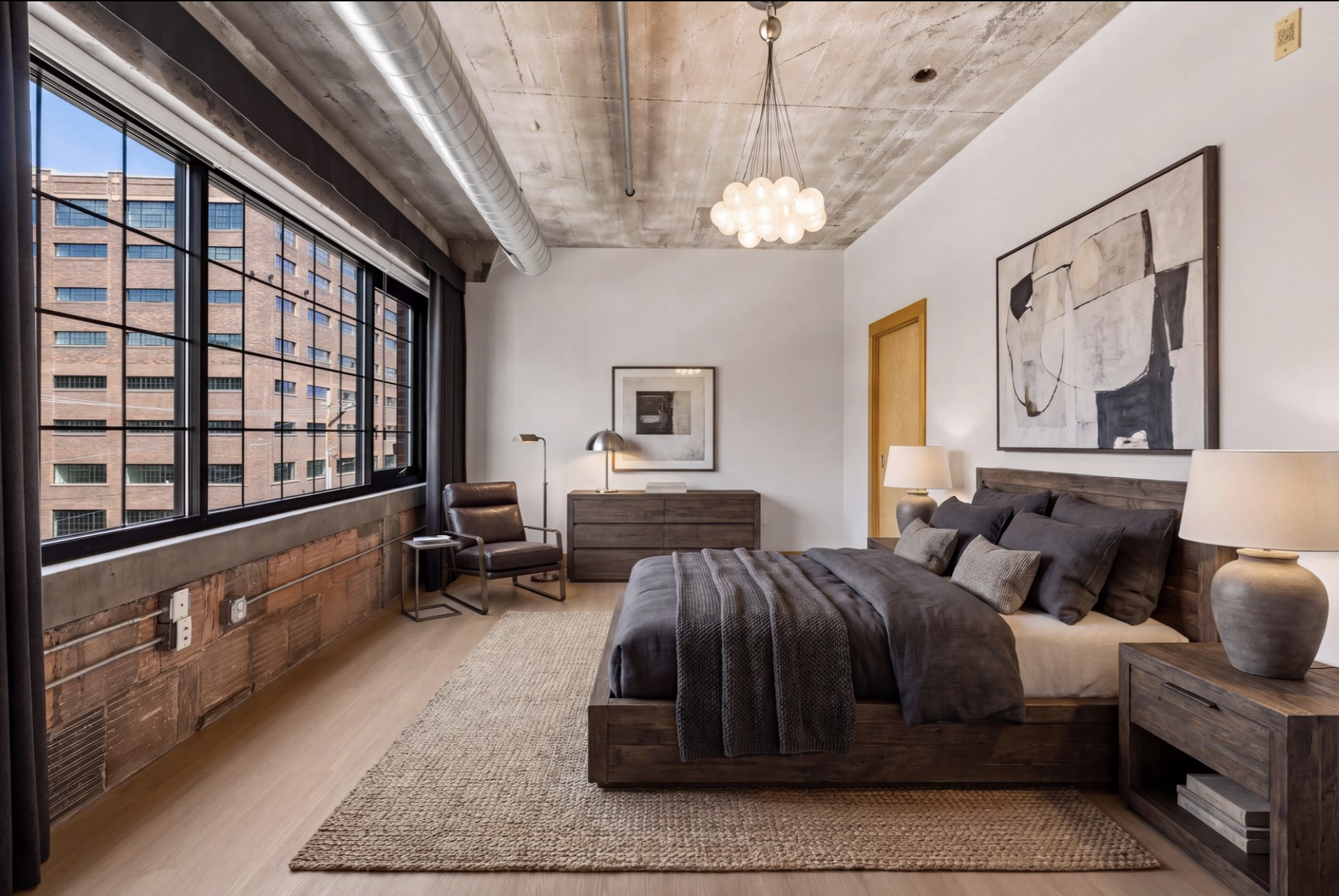 525 3rd Street N, #314, 59, Minneapolis, MN 55401 Virutal staging of Primary Bedroom showing the expansive space