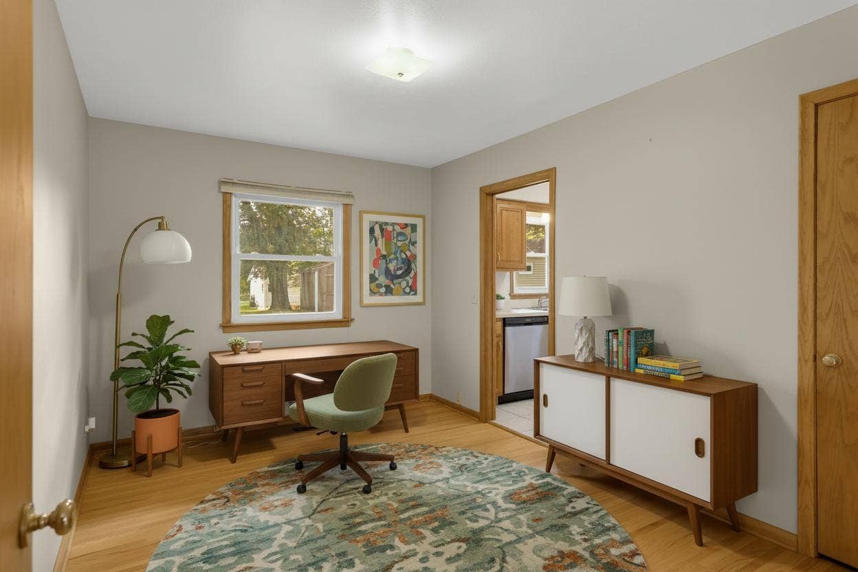 3829 Oak Street N, Brooklyn Center, MN 55429 The third bedroom on the main floor is virtually staged as an office.