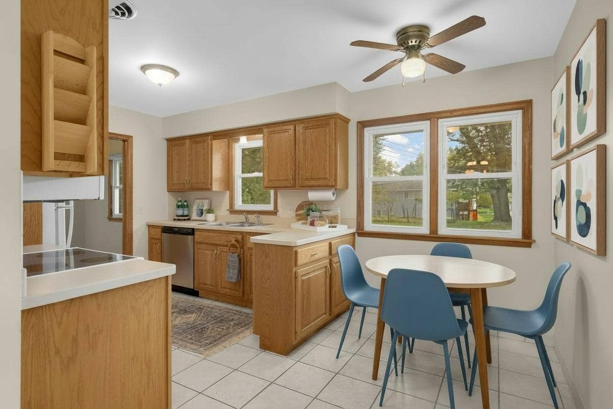 3829 Oak Street N, Brooklyn Center, MN 55429 The eating kitchen is a perfect place to enjoy your morning coffee.