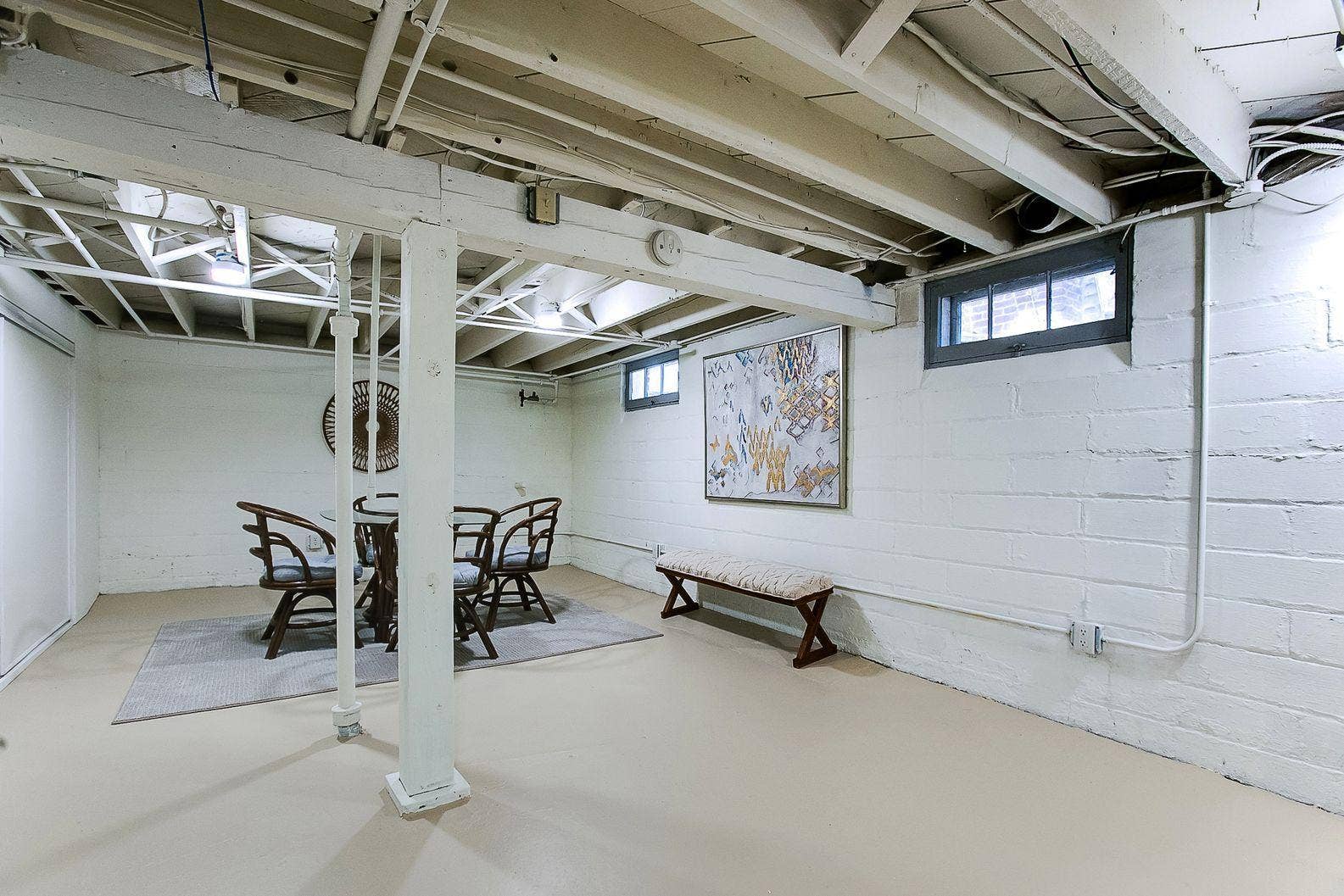 Basement with extra large room  virtually staged