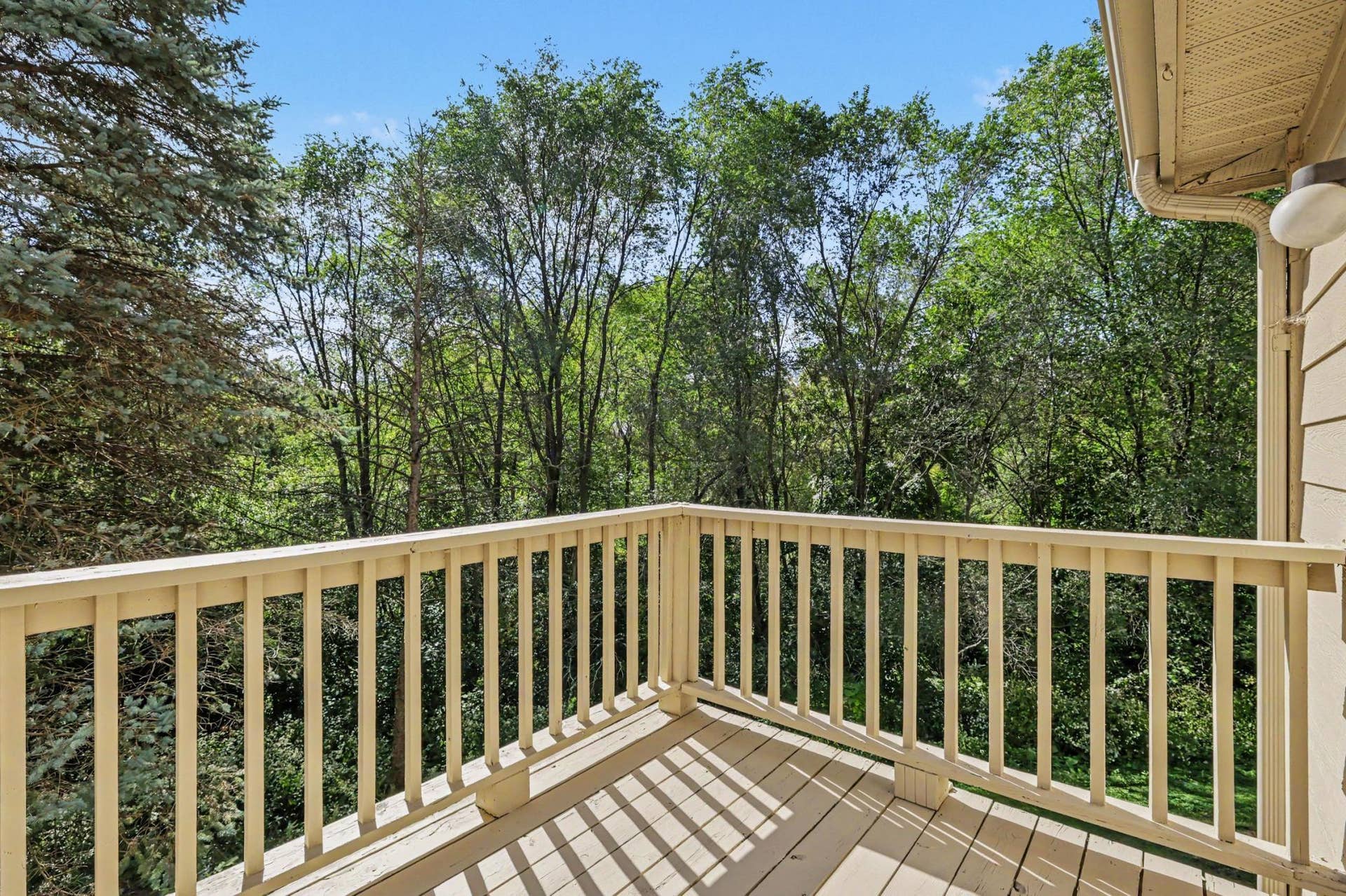 Enjoy your morning coffe overlooking nature.  Freshly painted deck 2026.