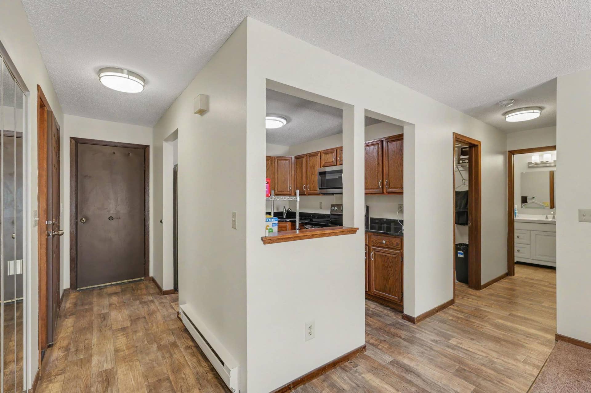 Back your car in and you can transfer groceries the few feet to the kitchen.