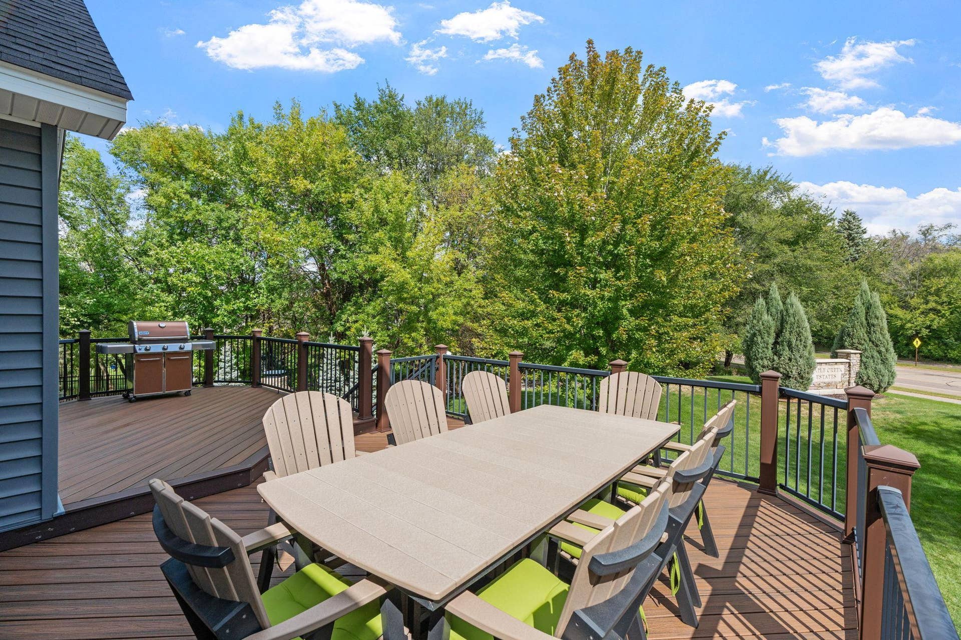 17550 73rd Avenue N, Maple Grove, MN 55311 Elevated above the backyard, the two-tier deck offers a beautiful vantage point overlooking the property.