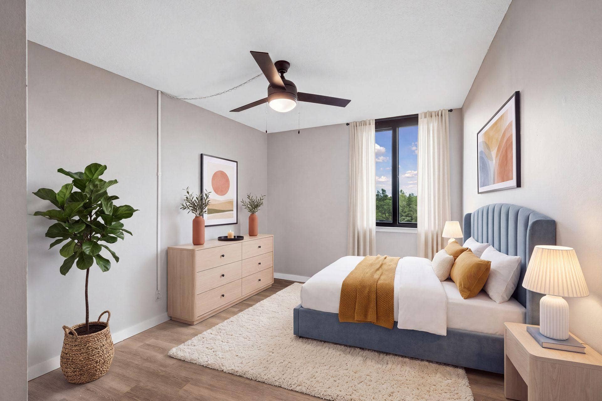 1181 Edgcumbe Road, #514, 95, Saint Paul, MN 55105 Virtual staged bedroom and window treatments