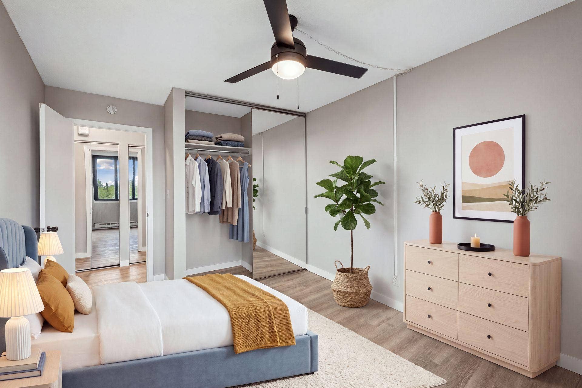 1181 Edgcumbe Road, #514, 95, Saint Paul, MN 55105 Virtual staged closet shelf , rod and bedroom