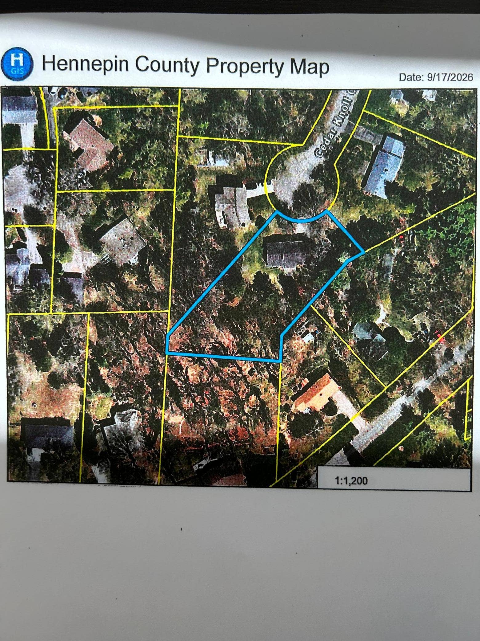 2931 Cedar Knoll Court, Minnetonka, MN 55305 0.64 acre lot as seen in this Parcel Map.