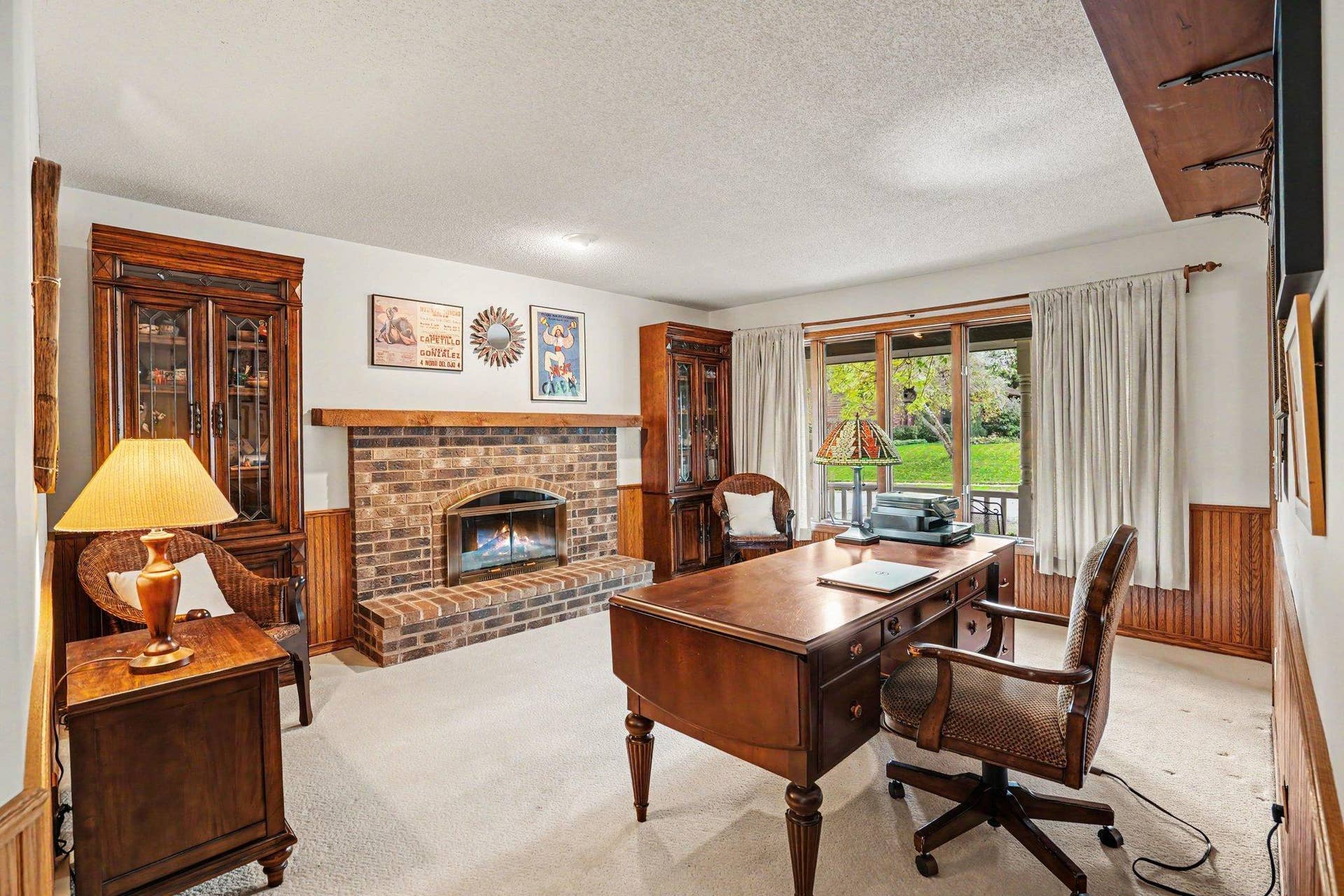 Family Room with wood burning fireplace
