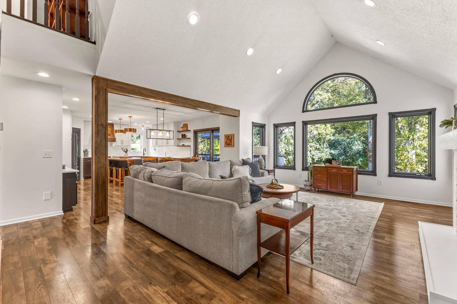 19497 Boston Street NW, Elk River, MN 55330 The main level features an open concept living area with vaulted ceilings.
