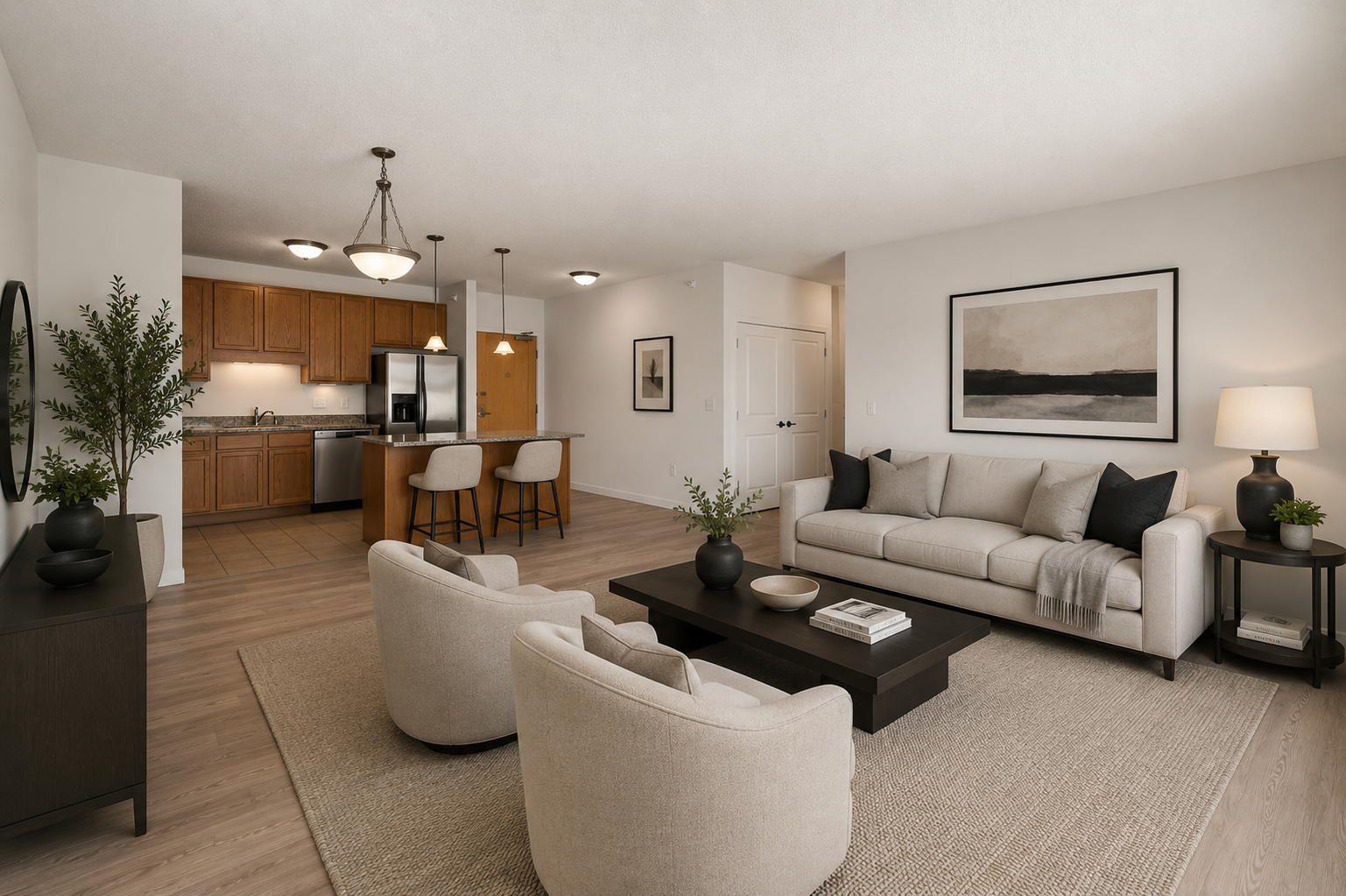 619 8th Street SE, #308, 50, Minneapolis, MN 55414 Open-concept layout perfect for everyday living and entertaining.Virtual stage Options Living Room.png