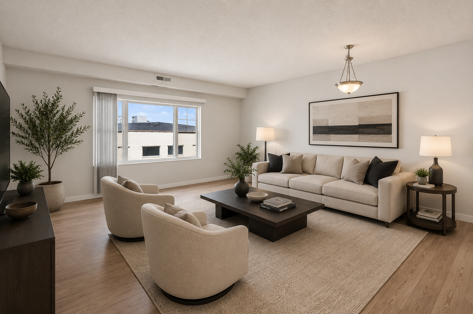 619 8th Street SE, #308, 50, Minneapolis, MN 55414 Seamless flow between the kitchen, dining, and living spaces.Virtual staged Options Living Room.png