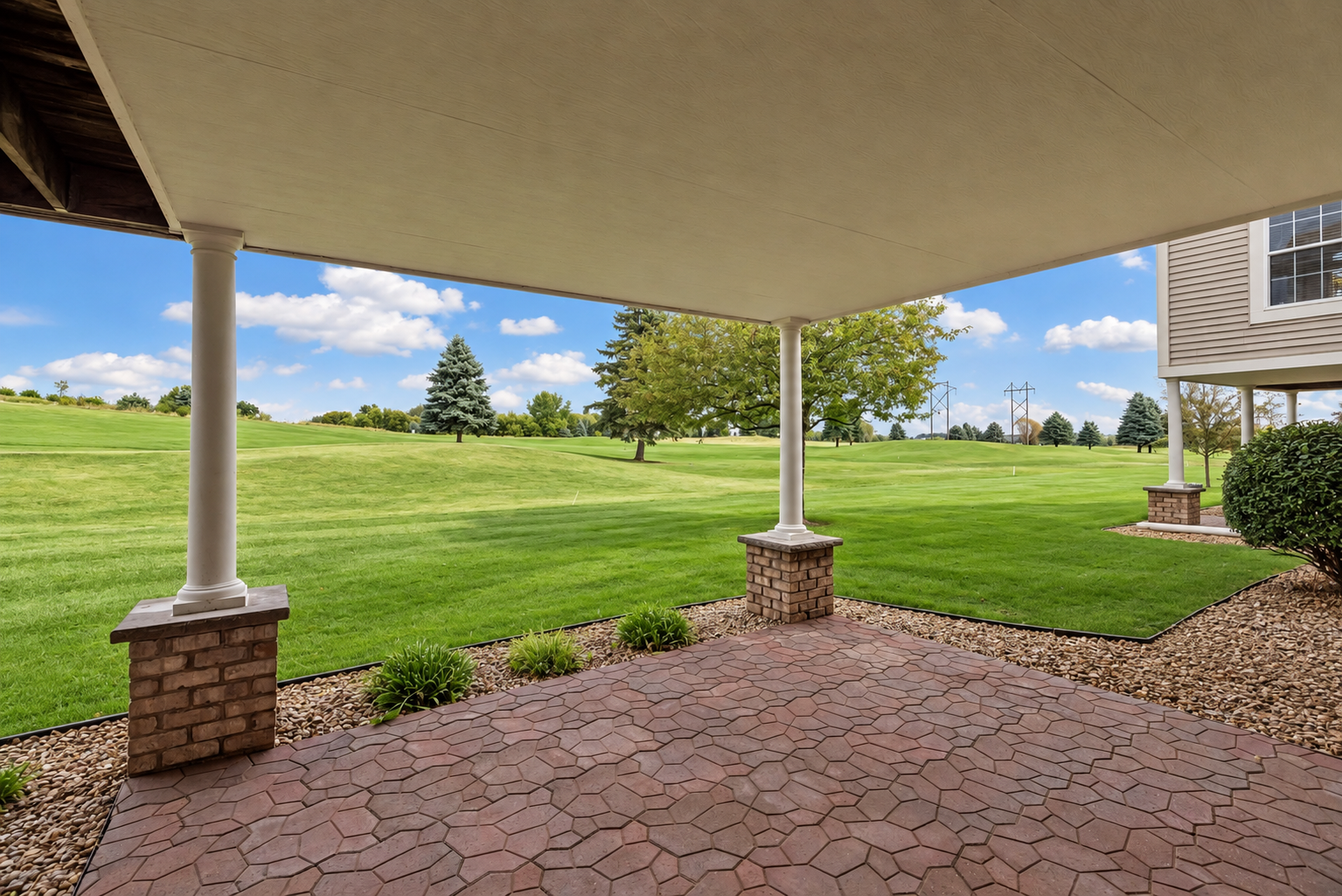 Private patio with finished celing for all weather comfort