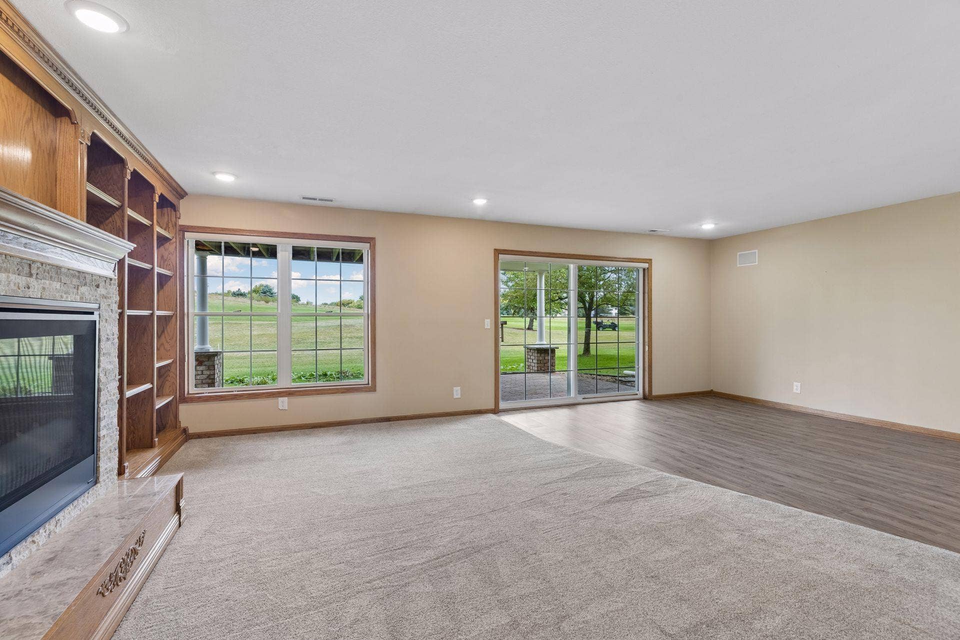 Lower level Family Room walks out to private patio