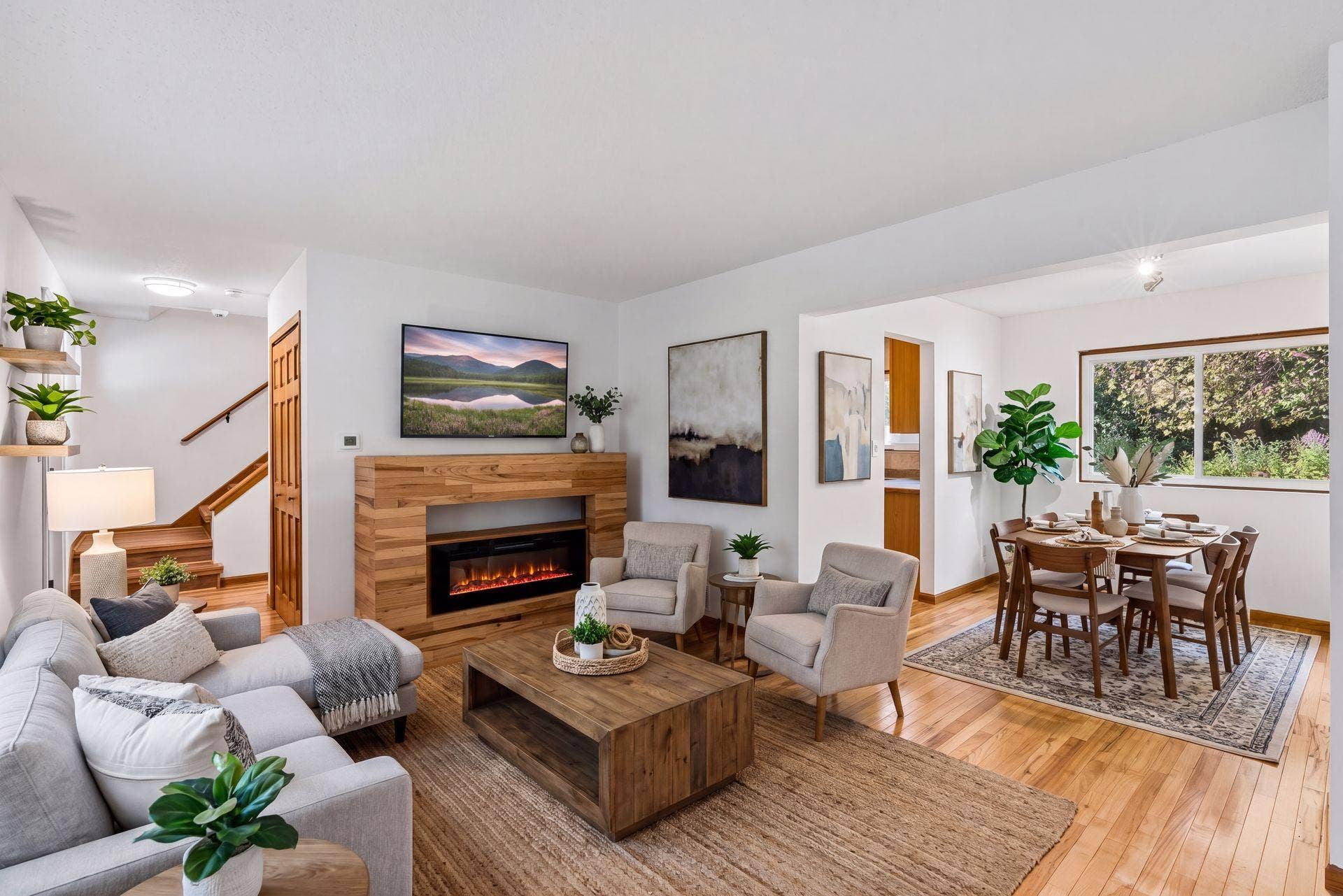2841 Riviera Drive N, White Bear Lake, MN 55110 Virtually staged. Fireplace insert shown is digitally added and is not present or included in the sale. See unstaged photo for existing condition.