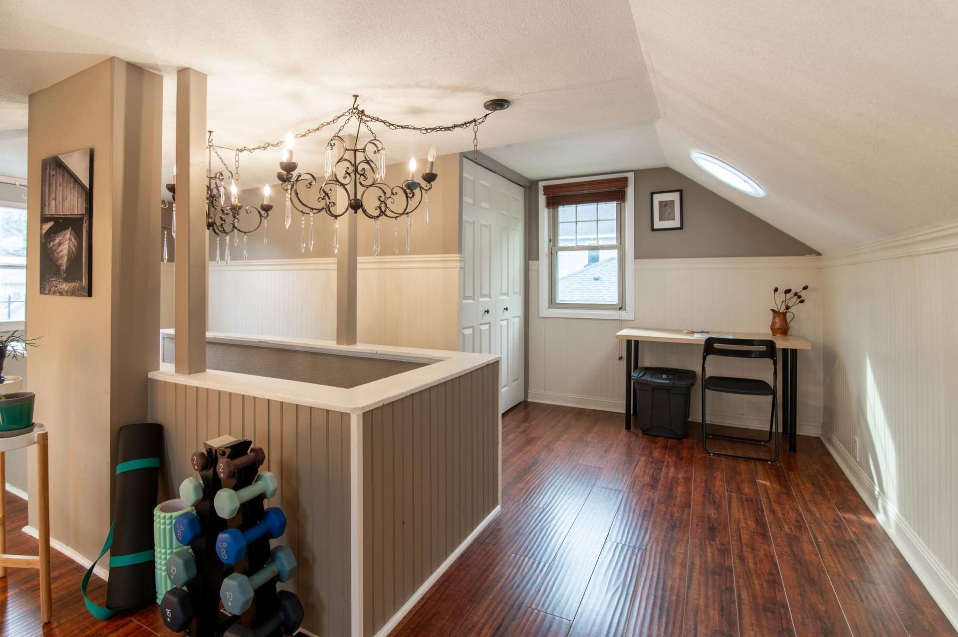 4605 Clinton Avenue, 26, Minneapolis, MN 55419 A solar tube seen above the desk provides great additional light without the use of lamps, and rich colored floors make this an inviting space.